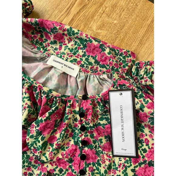 NWT Zara Goodnight Macaroon Floral Puff Sleeve Mini Dress Size Small - Picture 9 of 9